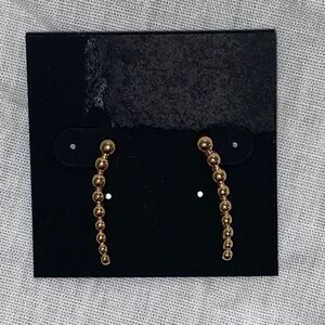 Noir Jewelry Gold Tone Linear Ball Earrings New